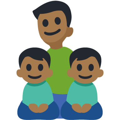 Família - Homem: Tom de Pele Médio-Escuro, Menino: Tom de Pele Médio-Escuro, Menino: Tom de Pele Médio-Escuro