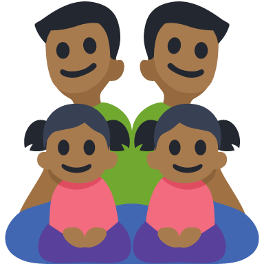 Família - Homem: Tom de Pele Médio-Escuro, Homem: Tom de Pele Médio-Escuro, Menina: Tom de Pele Médio-Escuro, Menina: Tom de Pele Médio-Escuro