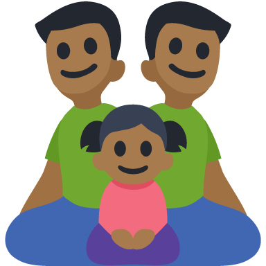 Família - Homem: Tom de Pele Médio-Escuro, Homem: Tom de Pele Médio-Escuro, Menina: Tom de Pele Médio-Escuro