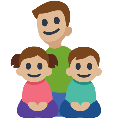 Família - Homem: Tom de Pele Médio-Claro, Menina: Tom de Pele Médio-Claro, Menino: Tom de Pele Médio-Claro