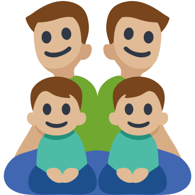 Família - Homem: Tom de Pele Médio-Claro, Homem: Tom de Pele Médio-Claro, Menino: Tom de Pele Médio-Claro, Menino: Tom de Pele Médio-Claro