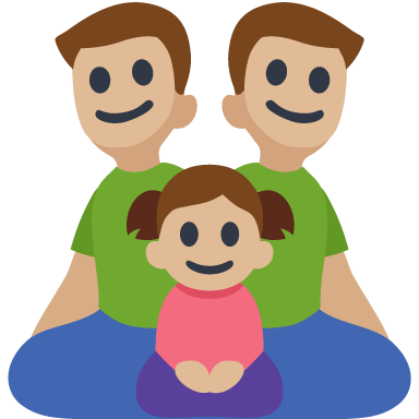 Família - Homem: Tom de Pele Médio-Claro, Homem: Tom de Pele Médio-Claro, Menina: Tom de Pele Médio-Claro