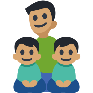 Família - Homem: Tom de Pele Médio, Menino: Tom de Pele Médio, Menino: Tom de Pele Médio