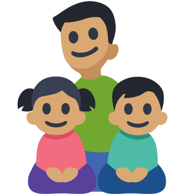 Família - Homem: Tom de Pele Médio, Menina: Tom de Pele Médio, Menino: Tom de Pele Médio