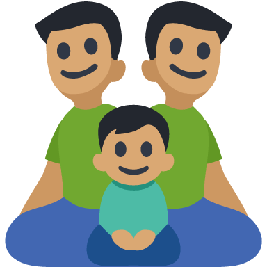 Família - Homem: Tom de Pele Médio, Homem: Tom de Pele Médio, Menino: Tom de Pele Médio