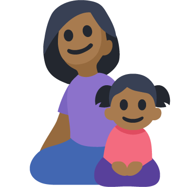 Família - Mulher: Tom de Pele Médio-Escuro, Menina: Tom de Pele Médio-Escuro
