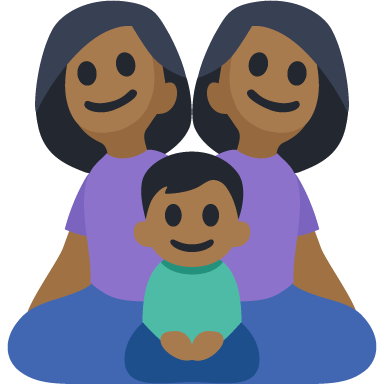 Família - Mulher: Tom de Pele Médio-Escuro, Mulher: Tom de Pele Médio-Escuro, Menino: Tom de Pele Médio-Escuro