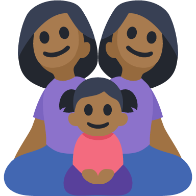 Família - Mulher: Tom de Pele Médio-Escuro, Mulher: Tom de Pele Médio-Escuro, Menina: Tom de Pele Médio-Escuro