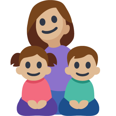 Família - Mulher: Tom de Pele Médio-Claro, Menina: Tom de Pele Médio-Claro, Menino: Tom de Pele Médio-Claro