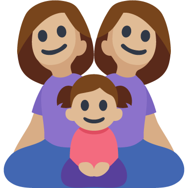 Família - Mulher: Tom de Pele Médio-Claro, Mulher: Tom de Pele Médio-Claro, Menina: Tom de Pele Médio-Claro