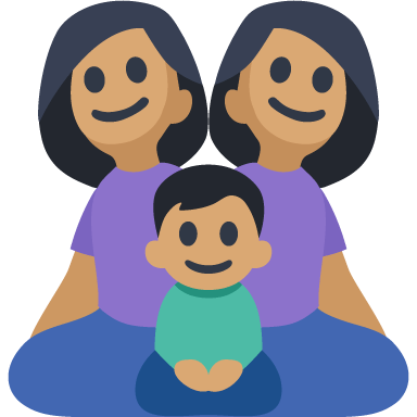 Família - Mulher: Tom de Pele Médio, Mulher: Tom de Pele Médio, Menino: Tom de Pele Médio