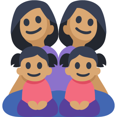 Família - Mulher: Tom de Pele Médio, Mulher: Tom de Pele Médio, Menina: Tom de Pele Médio, Menino: Tom de Pele Médio