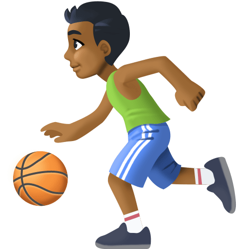Homem Jogando Basquete: Tom de Pele Médio-Escuro