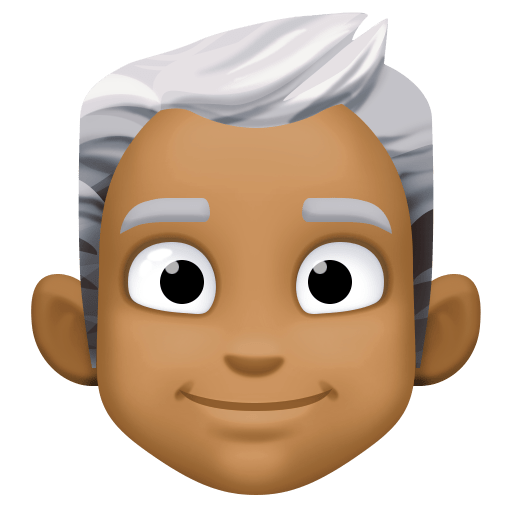 Homem: Tom de Pele Médio-Escuro, Cabelo Branco