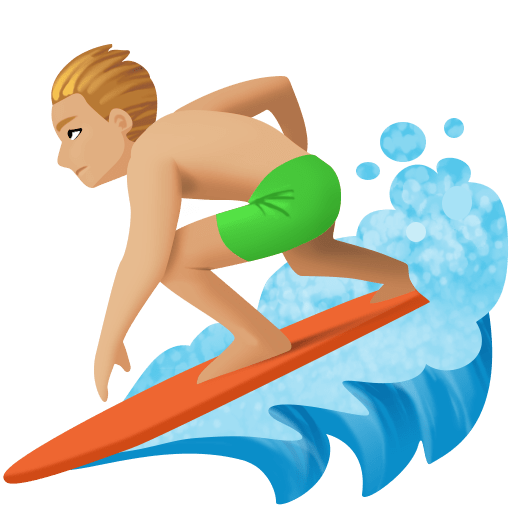 Homem Surfista: Tom de Pele Médio-Claro