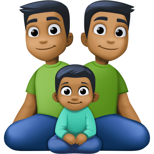 Família - Homem: Tom de Pele Médio-Escuro, Homem: Tom de Pele Médio-Escuro, Menino: Tom de Pele Médio-Escuro