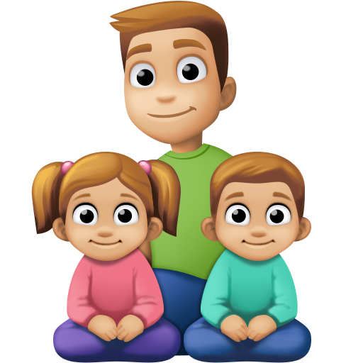 Família - Homem: Tom de Pele Médio-Claro, Menina: Tom de Pele Médio-Claro, Menino: Tom de Pele Médio-Claro