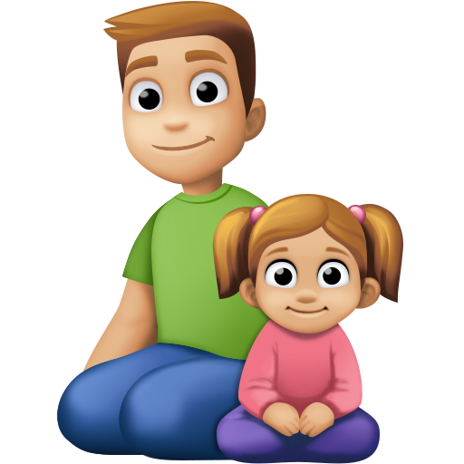 Família - Homem: Tom de Pele Médio-Claro, Menina: Tom de Pele Médio-Claro