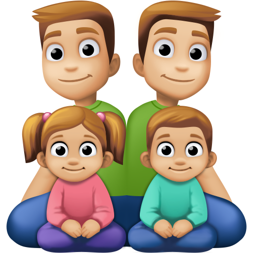 Família - Homem: Tom de Pele Médio-Claro, Homem: Tom de Pele Médio-Claro, Menina: Tom de Pele Médio-Claro, Menino: Tom de Pele Médio-Claro