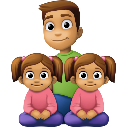 Família - Homem: Tom de Pele Médio, Menina: Tom de Pele Médio, Menina: Tom de Pele Médio