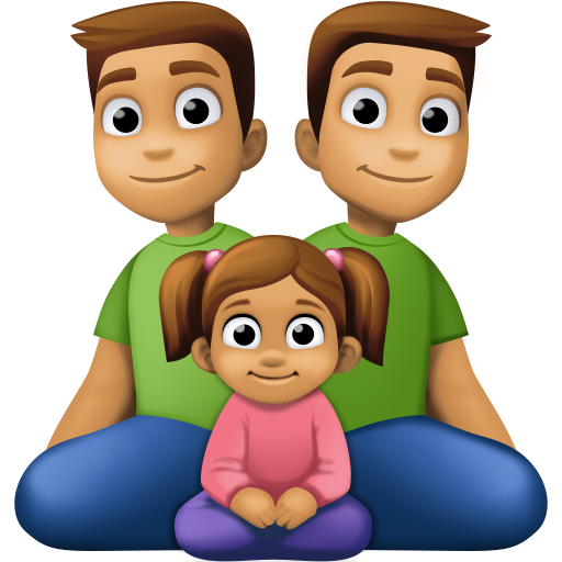Família - Homem: Tom de Pele Médio, Homem: Tom de Pele Médio, Menina: Tom de Pele Médio