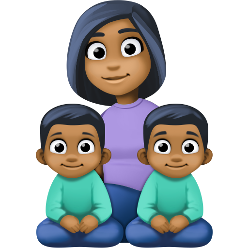 Família - Mulher: Tom de Pele Médio-Escuro, Menino: Tom de Pele Médio-Escuro, Menino: Tom de Pele Médio-Escuro
