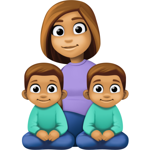 Família - Mulher: Tom de Pele Médio, Menino: Tom de Pele Médio, Menino: Tom de Pele Médio