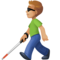 Homem Com Bengala Para Cego: Tom de Pele Médio-Claro