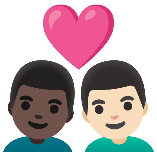 Couple with Heart: Man, Man, Dark Skin Tone, Light Skin Tone