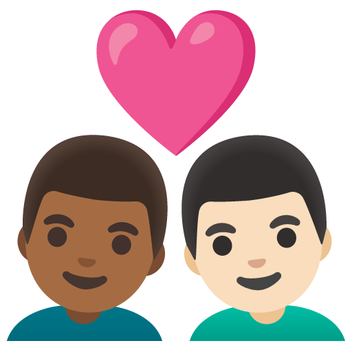 Couple with Heart: Man, Man, Medium-Dark Skin Tone, Light Skin Tone