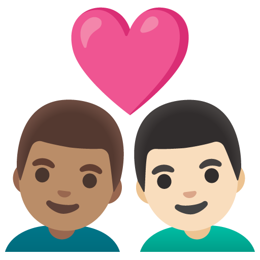 Couple with Heart: Man, Man, Medium Skin Tone, Light Skin Tone