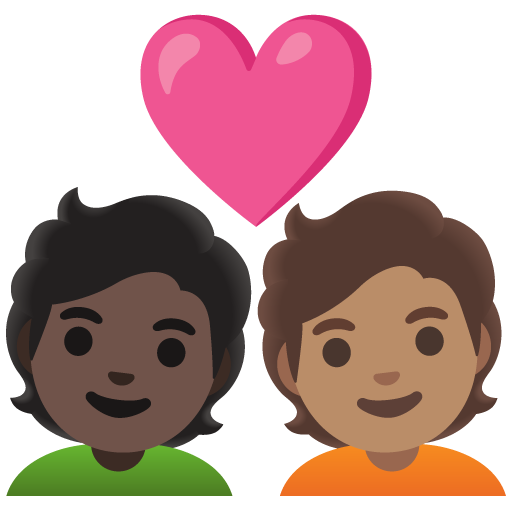 Couple with Heart: Person, Person, Dark Skin Tone, Medium Skin Tone