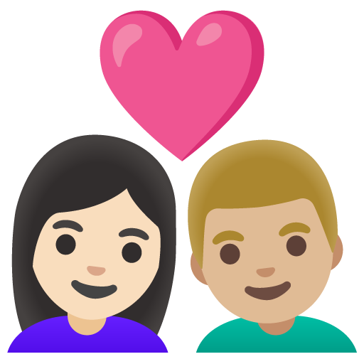 Couple with Heart: Woman, Man, Light Skin Tone, Medium-Light Skin Tone
