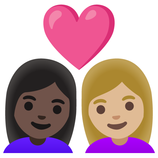 Couple with Heart: Woman, Woman, Dark Skin Tone, Medium-Light Skin Tone