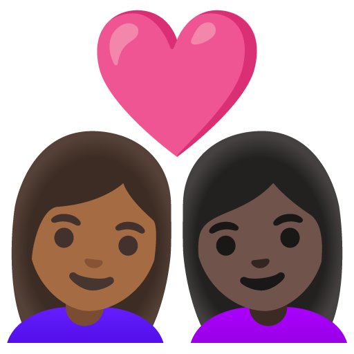Couple with Heart: Woman, Woman, Medium-Dark Skin Tone, Dark Skin Tone