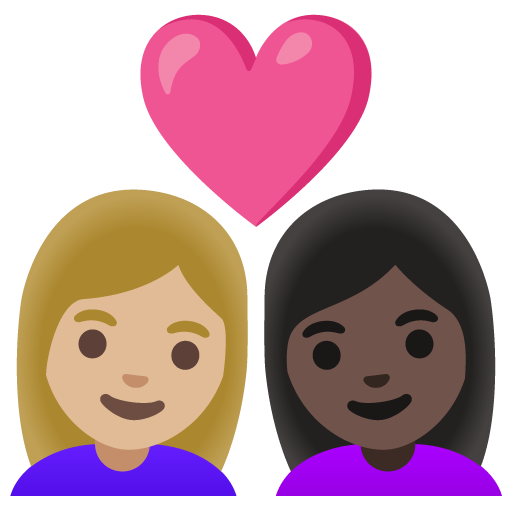 Couple with Heart: Woman, Woman, Medium-Light Skin Tone, Dark Skin Tone