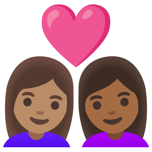 Couple with Heart: Woman, Woman, Medium Skin Tone, Medium-Dark Skin Tone