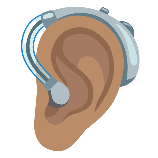Ear with Hearing Aid: Medium Skin Tone