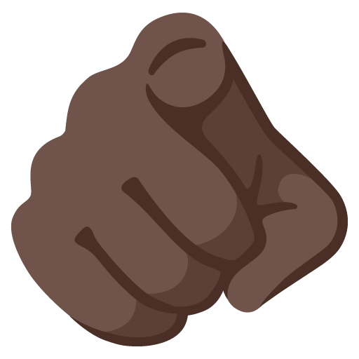 Index Pointing at the Viewer: Dark Skin Tone