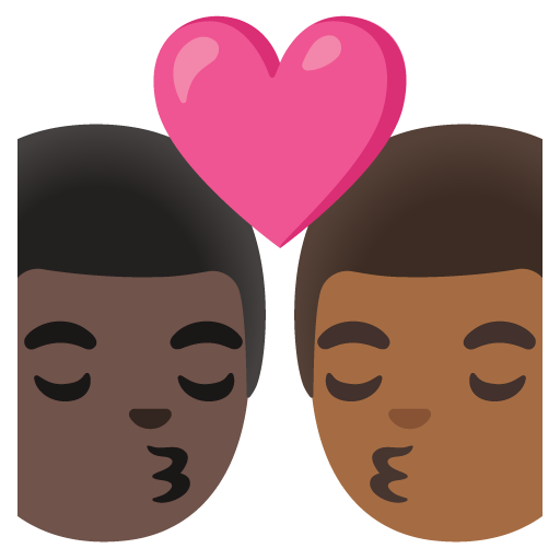 Kiss: Man, Man, Dark Skin Tone, Medium-Dark Skin Tone
