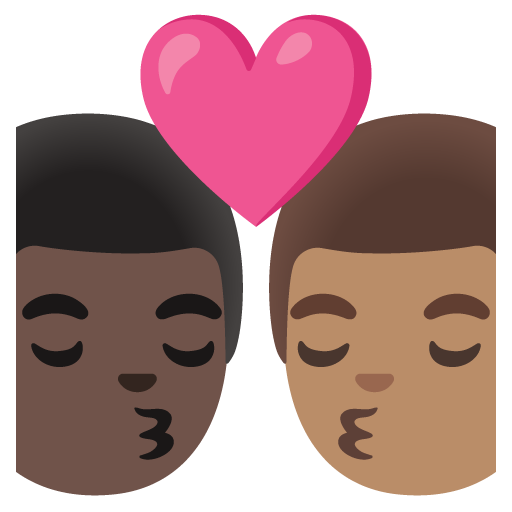 Kiss: Man, Man, Dark Skin Tone, Medium Skin Tone