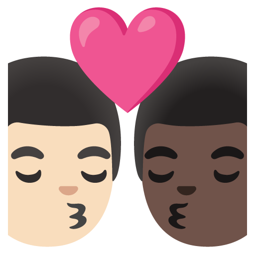 Kiss: Man, Man, Light Skin Tone, Dark Skin Tone