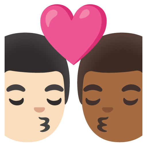 Kiss: Man, Man, Light Skin Tone, Medium-Dark Skin Tone