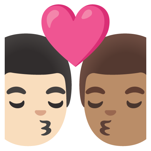 Kiss: Man, Man, Light Skin Tone, Medium Skin Tone
