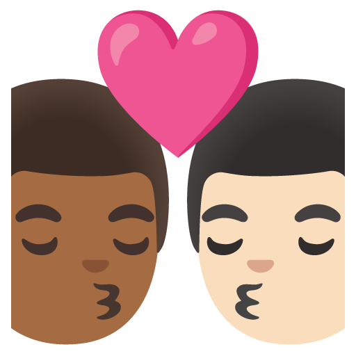 Kiss: Man, Man, Medium-Dark Skin Tone, Light Skin Tone