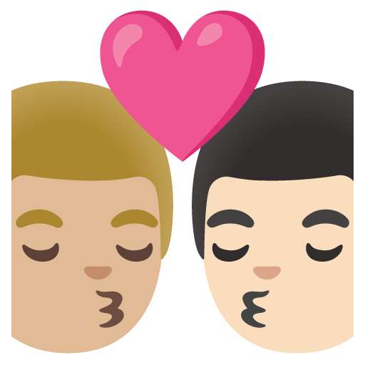 Kiss: Man, Man, Medium-Light Skin Tone, Light Skin Tone
