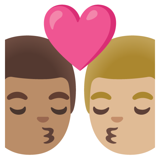Kiss: Man, Man, Medium Skin Tone, Medium-Light Skin Tone