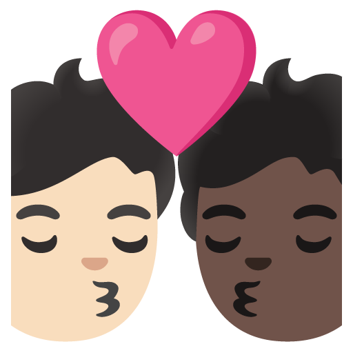 Kiss: Person, Person, Light Skin Tone, Dark Skin Tone