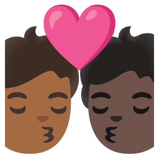 Kiss: Person, Person, Medium-Dark Skin Tone, Dark Skin Tone