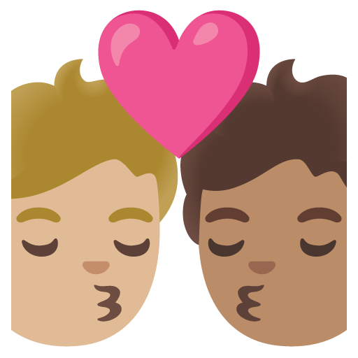 Kiss: Person, Person, Medium-Light Skin Tone, Medium Skin Tone